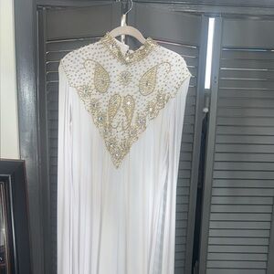 Elegant White Gown with Gold Embellishments